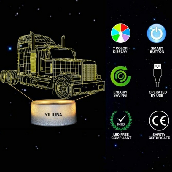 NIB Awesome 3D Semi Truck~Truckers convoy🚛🚚 LED 7 color Change USB night light - Picture 4 of 10